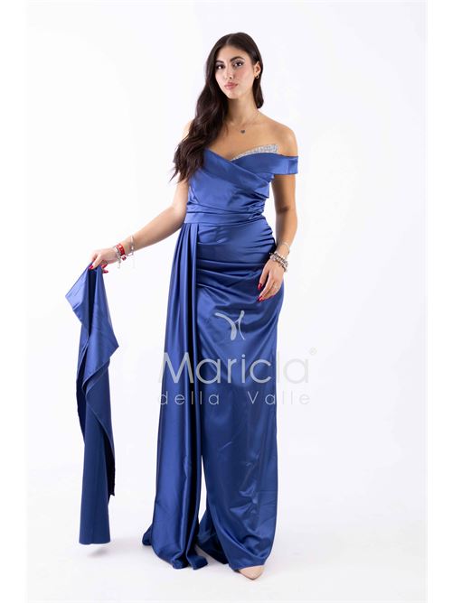 abito con strass scollo MARICLA ELEGANCE | FI7443BLU